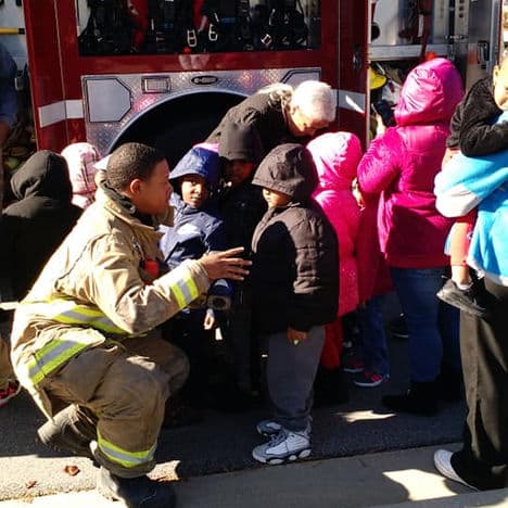 Kids visiting the fire station